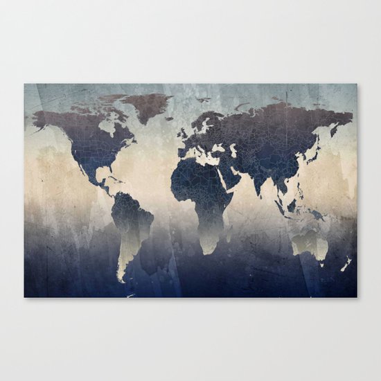 World Map Gray Canvas Print
