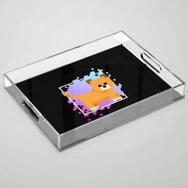 Dog Pixel Gaming Games Art Retro Acrylic Tray