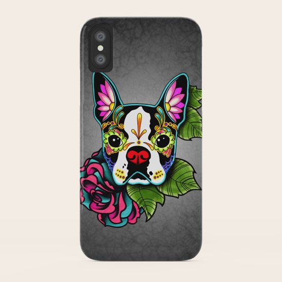 boston terrier in black day of the dead sugar skull iphone by pretty in ink society6 boston terrier in black day of the dead sugar skull iphone by pretty in ink society6