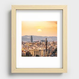 Spain Photography - Barcelona In The Beautiful Sunset Recessed Framed Print