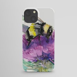 Bumblebee and Thistle Flower, honey bee floral iPhone Case