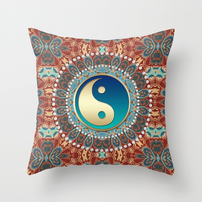 Bohemian Batik Yin Yang Throw Pillow