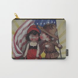An Adorable Kiss Under American Flag - Simpathy Peace Usa & Russia Carry-All Pouch