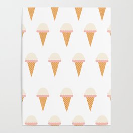 Strawberry and Vanillia Ice-creams Poster