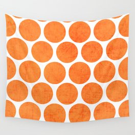 orange polka dots Wall Tapestry