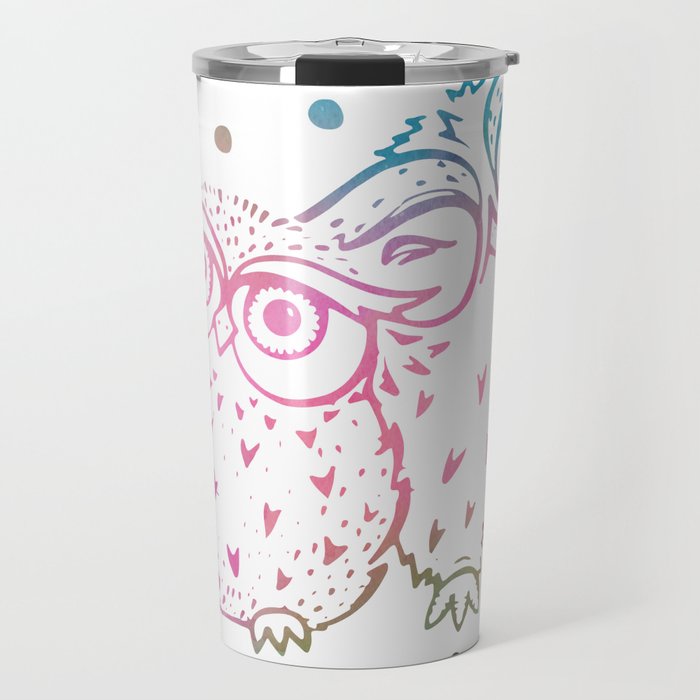 Owls - pink and blue Travel Mug