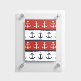 Navy Blue White Maroon Red Nautical Anchor Stripes Floating Acrylic Print