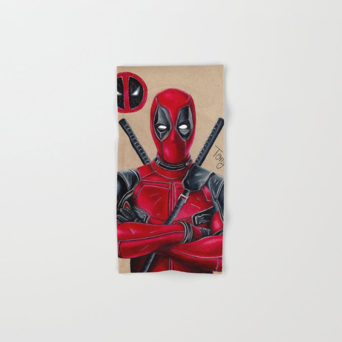 DEADPOOL.Drawing Hand Bath Towel by TonyIllustrations Society6