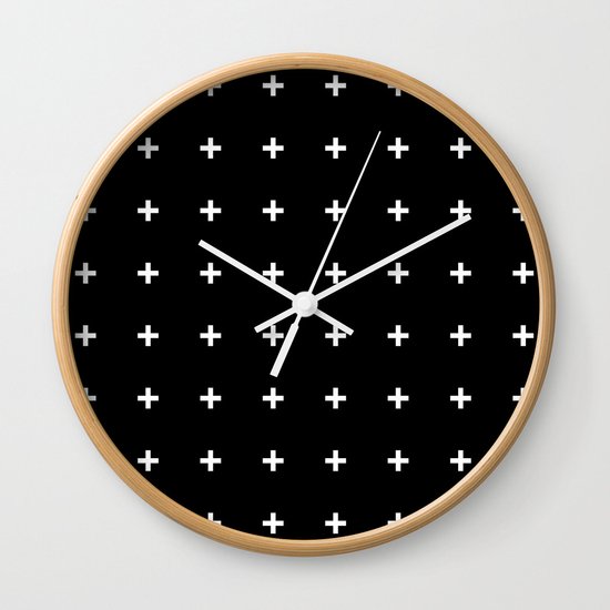 White Plus on Black /// www.pencilmeinstationery.com Wall Clock