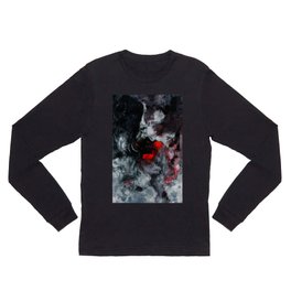 Red and Black Minimalist Abstract Painting Long Sleeve T Shirt