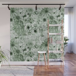 juniper green floral bouquet aesthetic cluster Wall Mural