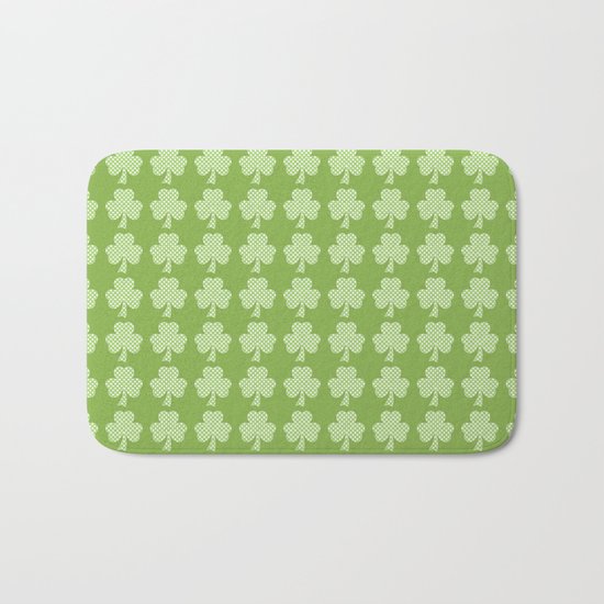 Greenery Shamrock Clover Polka dots St. Patrick's Day Bath Mat