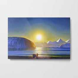 Resurrection Bay, Alaska, Midnight Sun Mountain landscape by Rockwell Kent Metal Print | Denali, Alaska, Canadian, Resurrection, Eskimo, Northpole, Newengland, Snowcapped, Sunset, Bay 