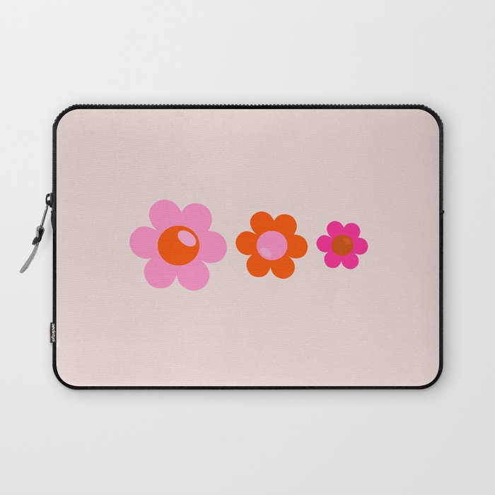 Les Fleurs | 01 - Abstract Retro Floral, Pink And Orange Print Preppy Flowers Laptop Sleeve