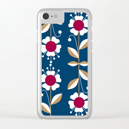 Blue floral pattern . Clear iPhone Case