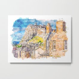 Edinburgh cityscape Metal Print | Scenic, Painting, Edinburghpaint, Edinburgh, Edinburghcastle, View, Architecture, Castle, Uk, Cityscape 
