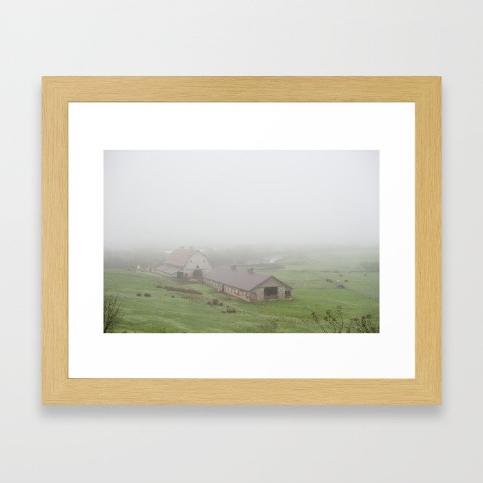 Foggy Oregon Barn Landscape Framed Art Print