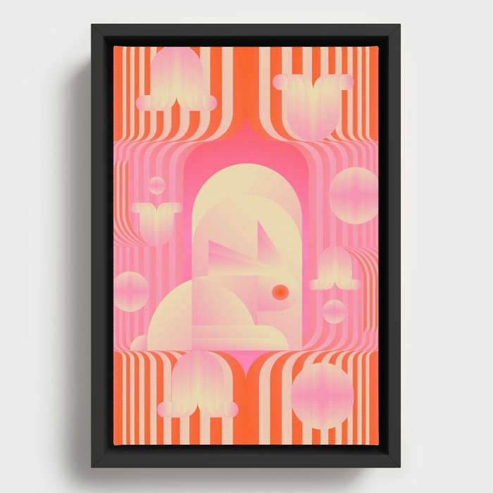 Happy Rabbit Chinese New Year 2023 Framed Canvas