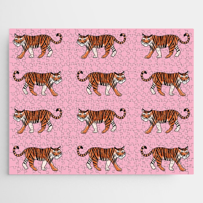 Tiger Pattern (orange/pink) Jigsaw Puzzle