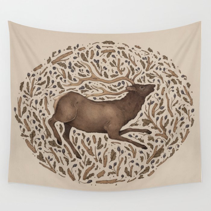 Elk in Nature Wall Tapestry