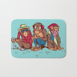 Three Wise Hipster Monkeys Bath Mat