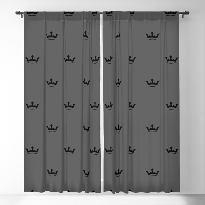 Black Crown pattern on Dark Grey background Blackout Curtain