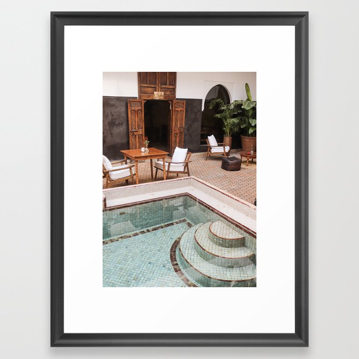 Swimming Pool In Riad Kasbah Marrakech Photo | Morocco Travel Photography Art Print | Arabic House Interior Design Framed Art Print