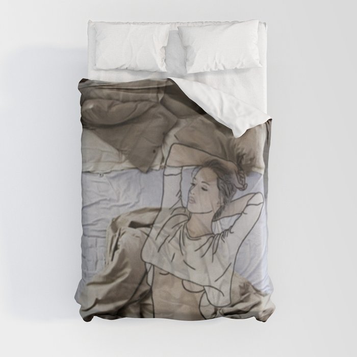 A day in bed Duvet Cover