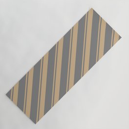[ Thumbnail: Tan and Grey Colored Pattern of Stripes Yoga Mat ]