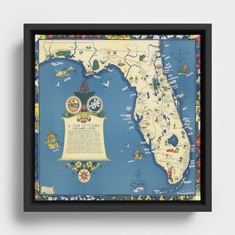 A map of Florida for garden lovers-Old vintage map Framed Canvas