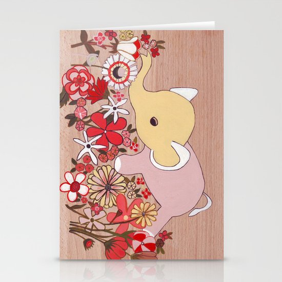 Elephant in the flowers Stationery Cards
