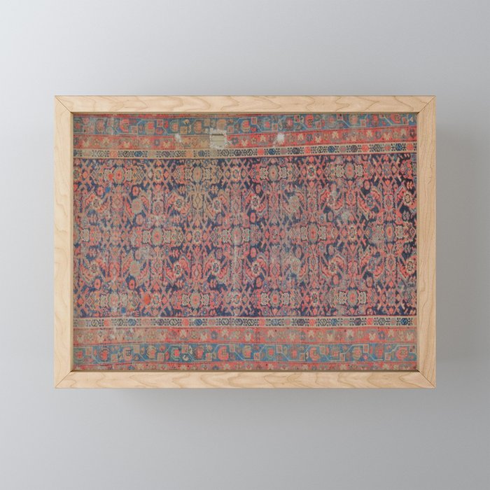 Traditional vibrant rug Framed Mini Art Print