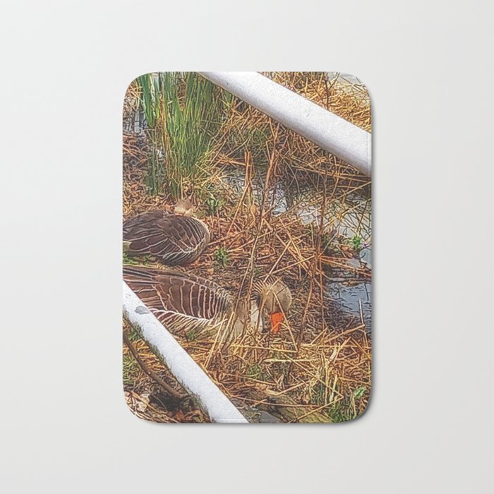 Geese in Reeds Bath Mat