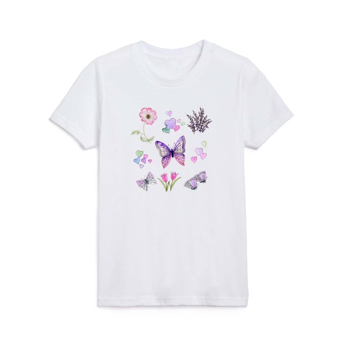 Butterflies and Flowers Kids T Shirt
