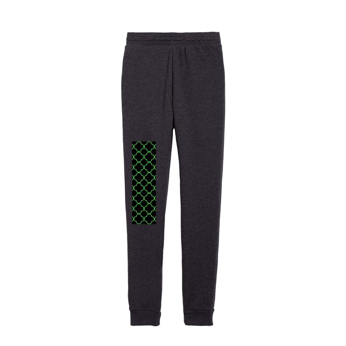 Quatrefoil (Green & Black Pattern) Kids Joggers