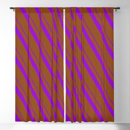[ Thumbnail: Dark Violet and Brown Colored Striped/Lined Pattern Blackout Curtain ]