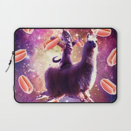 Warrior Space Cat On Llama Unicorn - Hot Dog Laptop Sleeve
