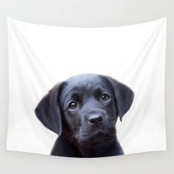 Puppy Black Labrador, Kids Art, Baby Animals Art Print by Synplus Wall Tapestry