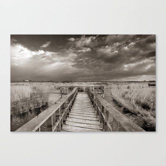 Stormy weather at the lake. Vintage Canvas Print