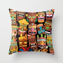 Tiki Pattern Throw Pillow