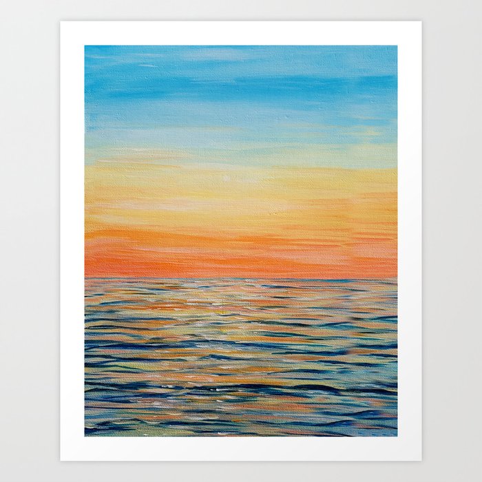 Acrylic Sunset on Ocean Art Print