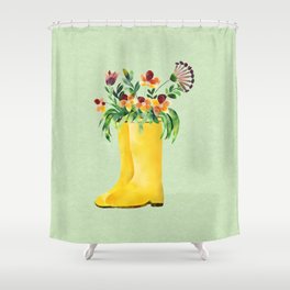 Floral Wellies Shower Curtain