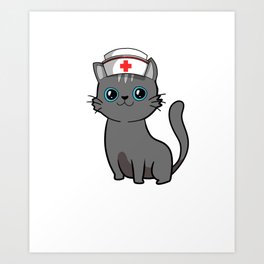 Cute Black Cat Nurse International Nurse Day T-Shirt Art Print