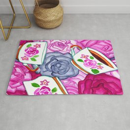 Cups and Roses Pink Palette  Rug