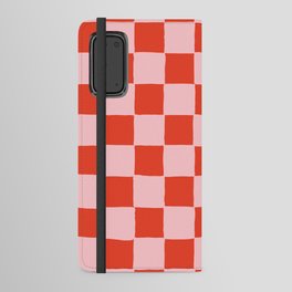 Pink + Red Bold Checkered Pattern Android Wallet Case