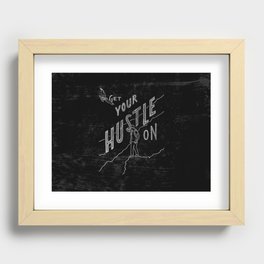 "Hustle On" Mountain Hiker (black) Recessed Framed Print