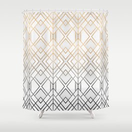 Gold And Grey Geo Shower Curtain