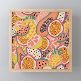 Bright Tropical Fruit Pattern Framed Mini Art Print