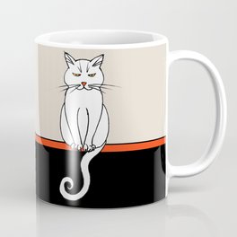 Colorblock White Cat On A Black Wall Mug