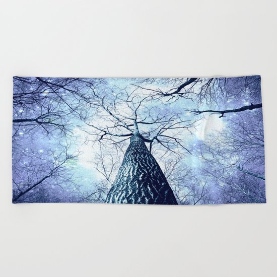 Wintry Trees Periwinkle Ice Blue Space Beach Towel